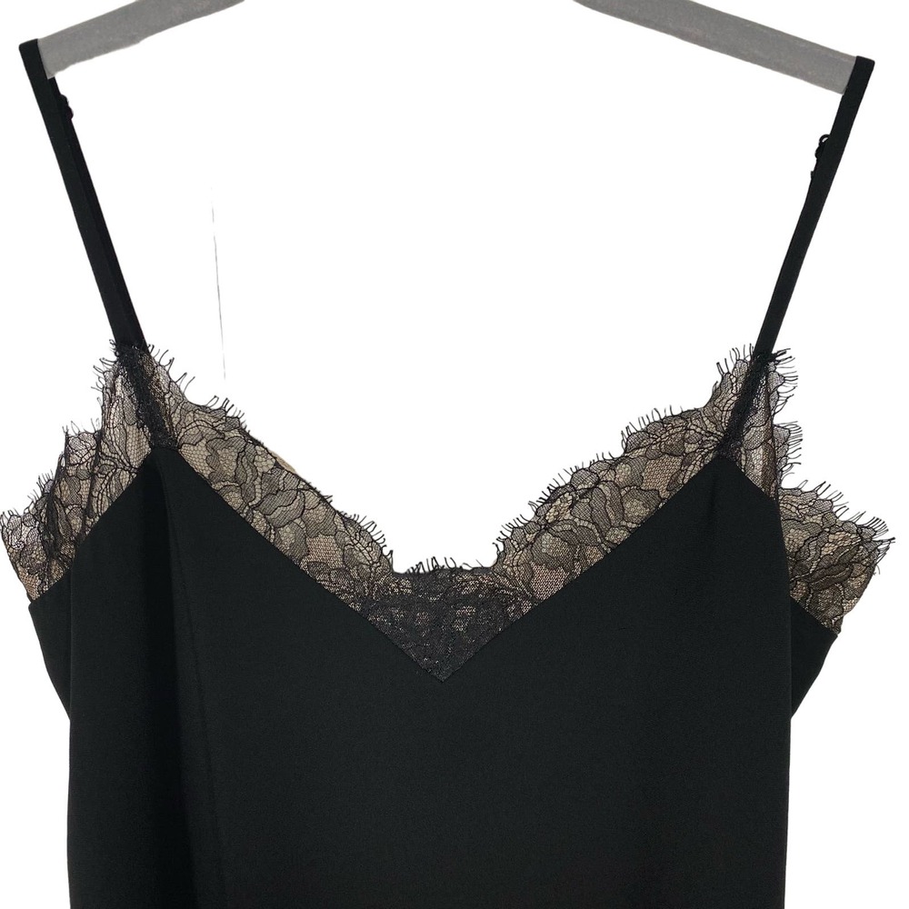 BCBGMaxAzria Astrella High Low Lace Slip Dress Black Cream Womens Size Small - Picture 5 of 6